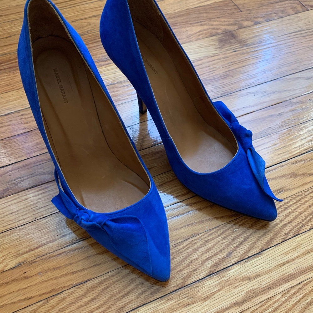 Isabel Marant suede blue bow pumps